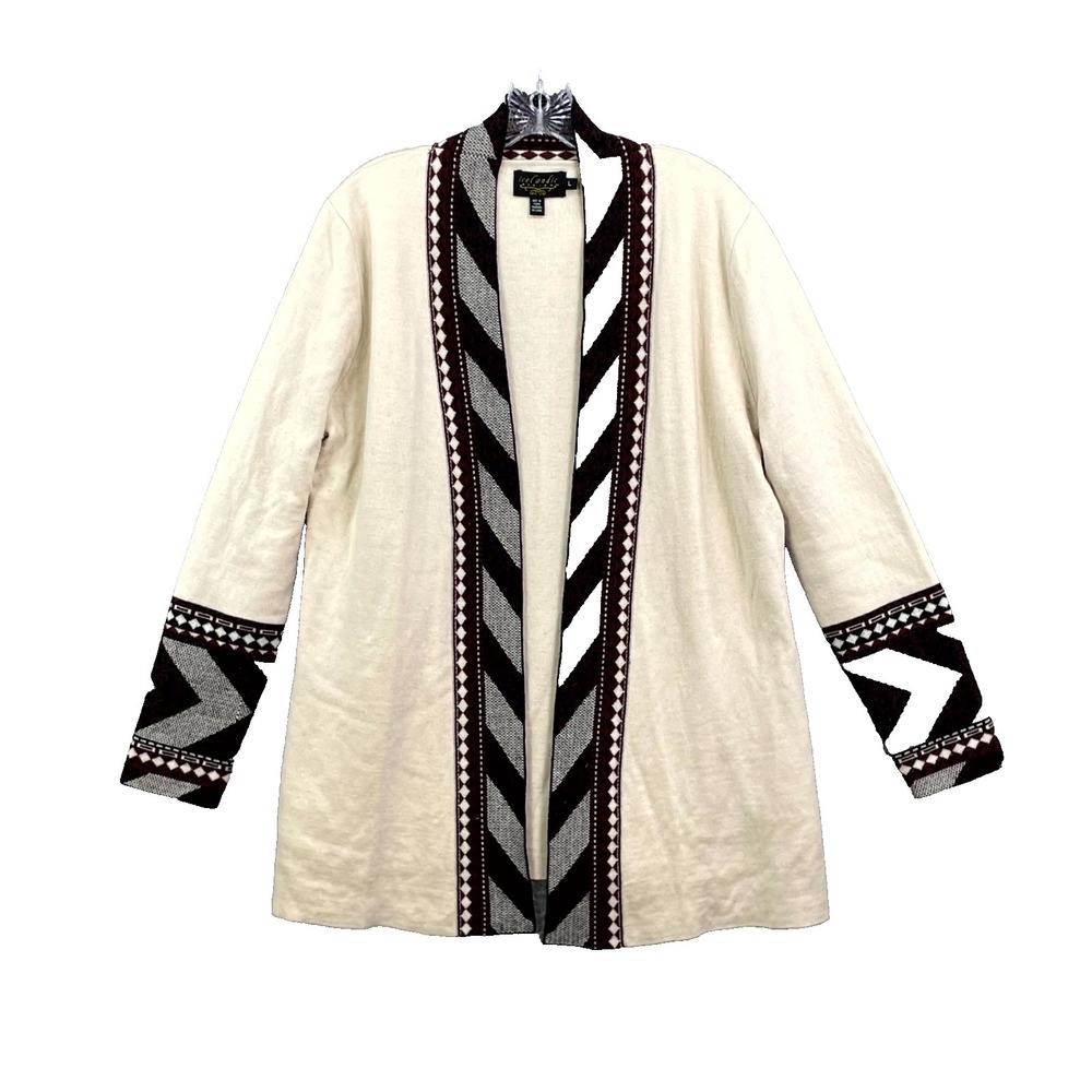 Icelandic Design Cardigan Sweater Womens Large Cream Wool‎ Knit Preppy Academia